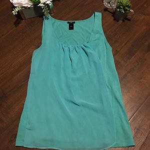 Ann Taylor Sheer Front Flow Light Tank Top